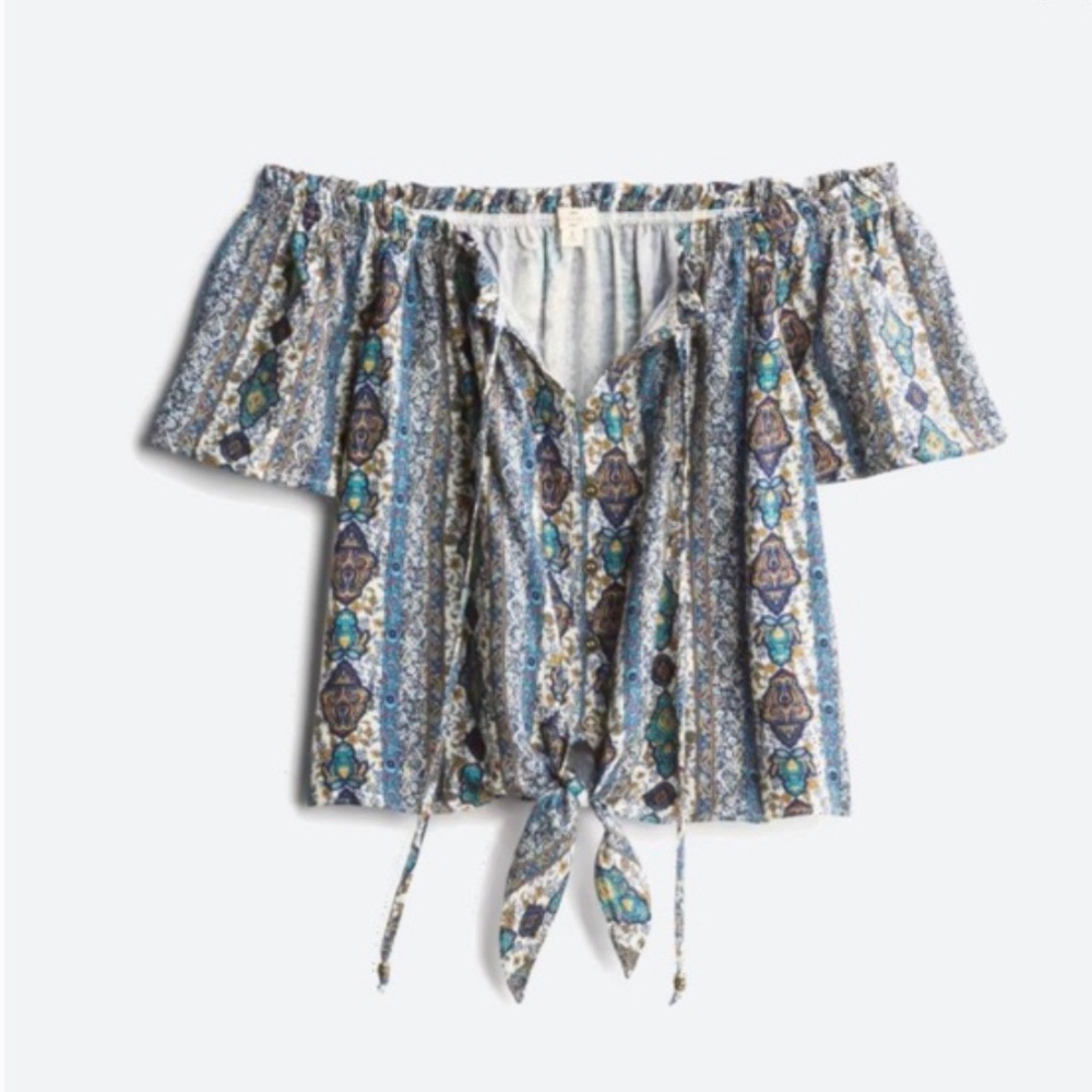 Off-The-shoulder Crop | Tie-front | Size S